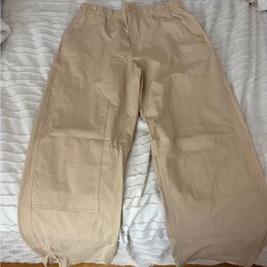 ALO Yoga Beige Wide-Leg Utility Trousers